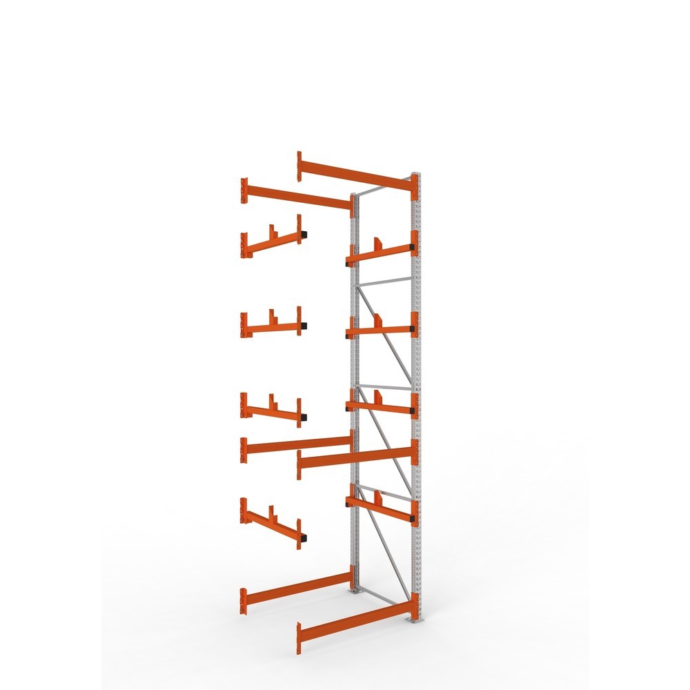 Product afbeelding: Kabeltrommelstelling META MULTIPAL type 1, aanbouwelement, hxbxd 4.400 x 1.300 x 1.100 mm, verzinkt, RAL 2001 roodoranje, met 4 trommelbevestigingen, zonder assen, met kabeltrommelsteunen