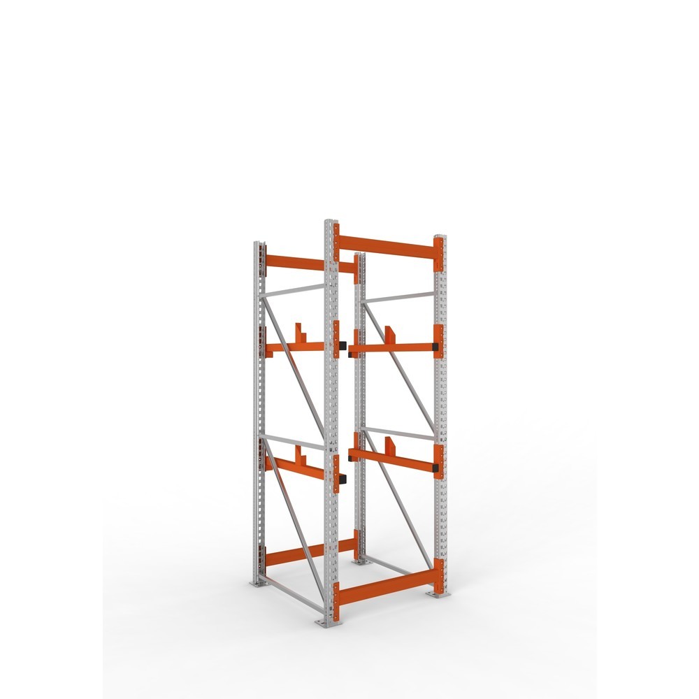 Product afbeelding: Kabeltrommelstelling META MULTIPAL type 1, basiselement, hxbxd 2.700 x 900 x 1.100 mm, verzinkt, RAL 2001 roodoranje, met 2 trommelbevestigingen, zonder assen, met kabeltrommelsteunen
