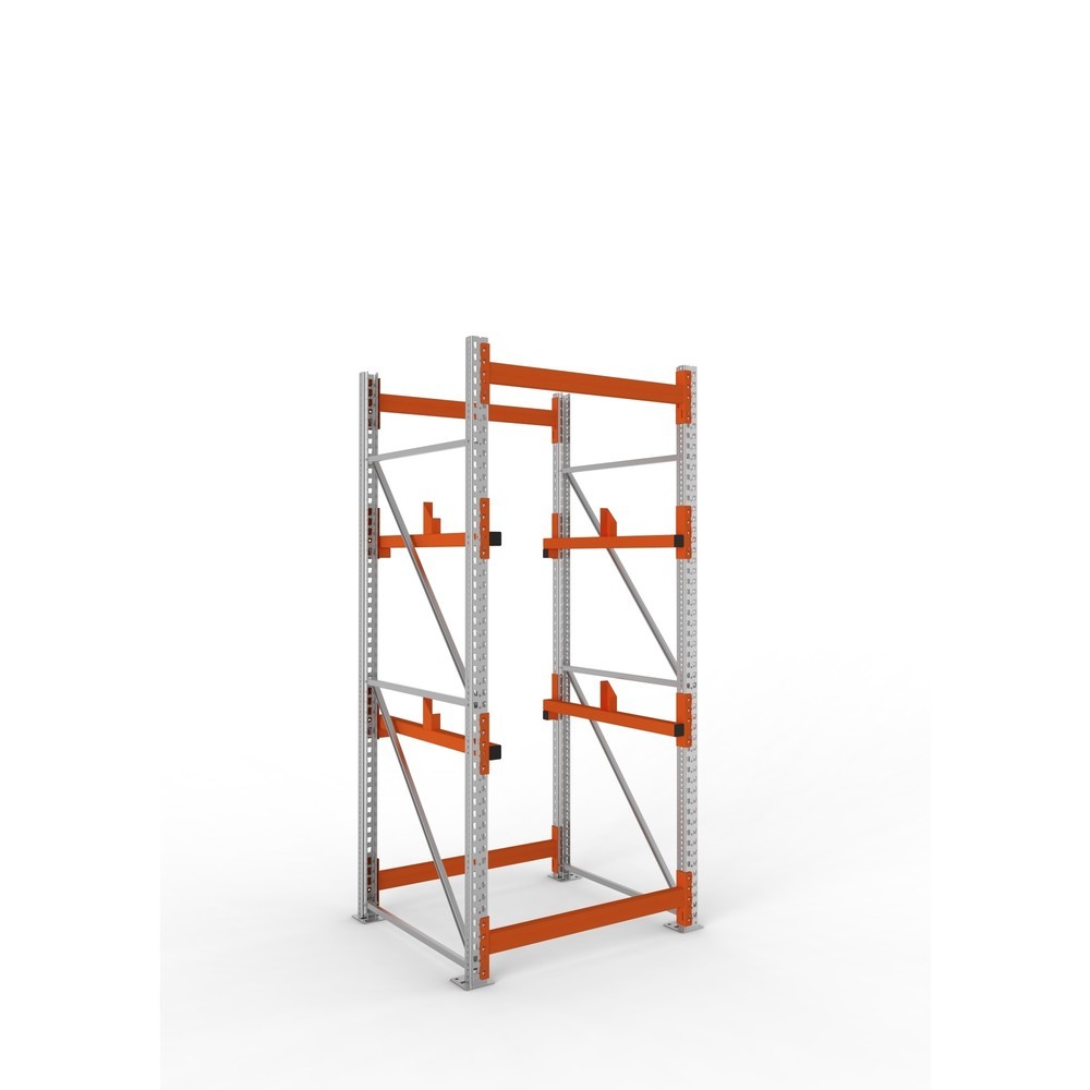 Productafbeelding nr. 1: Kabeltrommelstelling META MULTIPAL type 1, basiselement, hxbxd 2.700 x 1.100 x 1.100 mm, verzinkt, RAL 2001 roodoranje, met 2 trommelbevestigingen, zonder assen, met kabeltrommelsteunen