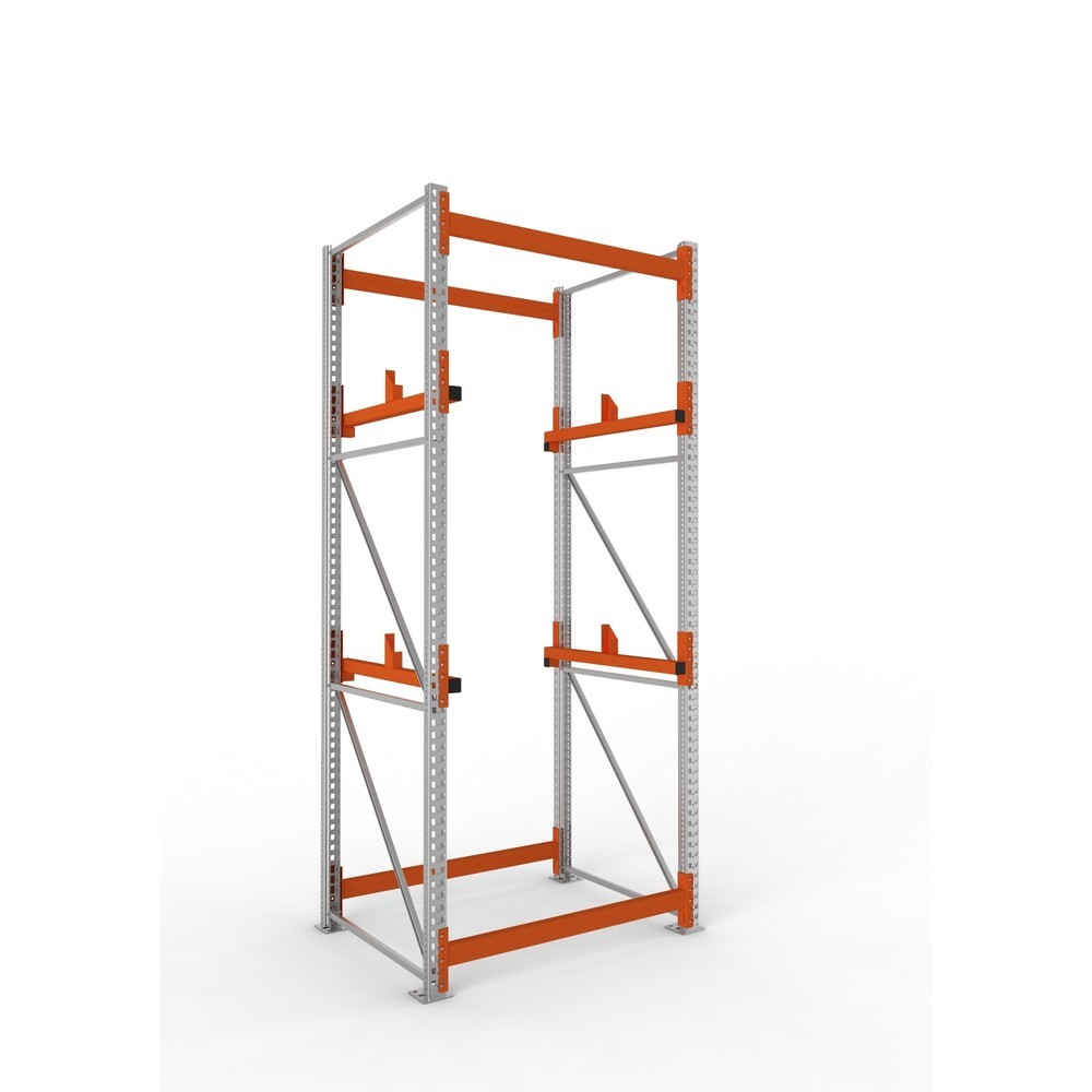 Product afbeelding: Kabeltrommelstelling META MULTIPAL type 1, basiselement, hxbxd 3.300 x 1.300 x 1.100 mm, verzinkt, RAL 2001 roodoranje, met 2 trommelbevestigingen, zonder assen, met kabeltrommelsteunen