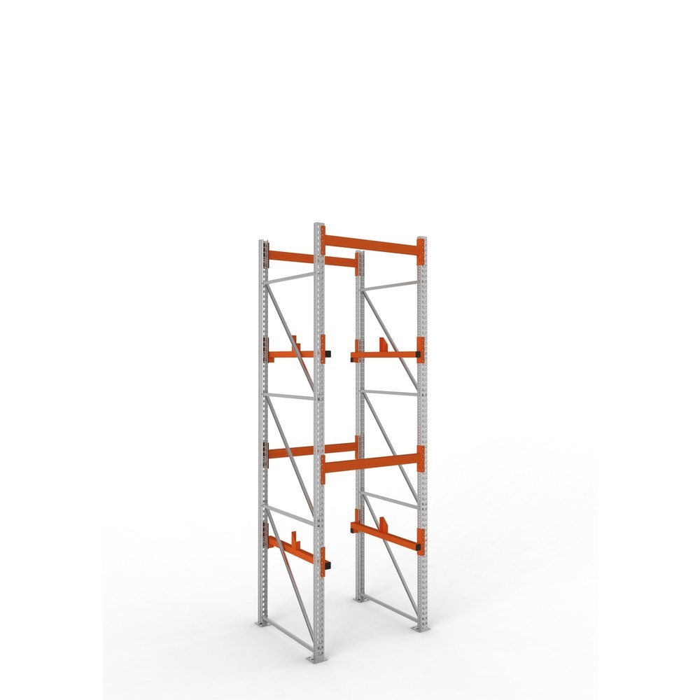 Productafbeelding nr. 1: Kabeltrommelstelling META MULTIPAL type 1, basiselement, hxbxd 3.800 x 1.100 x 1.100 mm, verzinkt, RAL 2001 roodoranje, met 2 trommelbevestigingen, zonder assen, met kabeltrommelsteunen