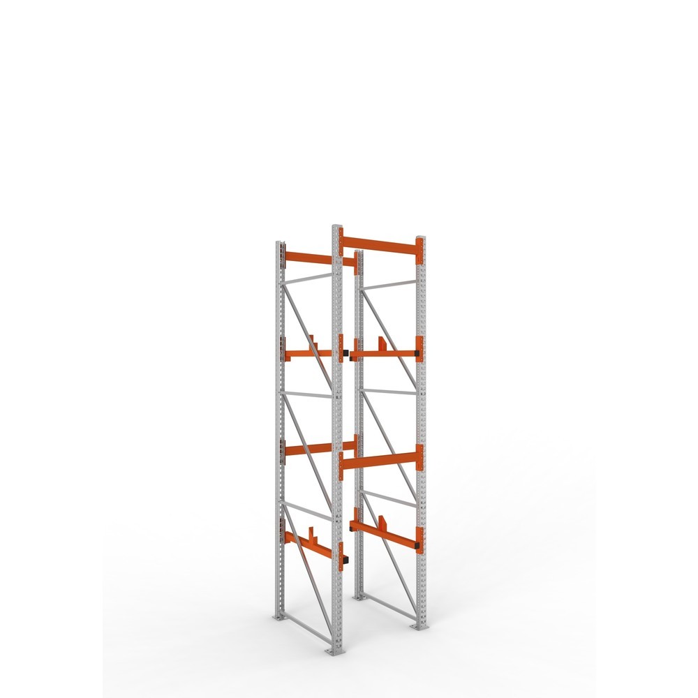 Productafbeelding nr. 1: Kabeltrommelstelling META MULTIPAL type 1, basiselement, hxbxd 3.800 x 900 x 1.100 mm, verzinkt, RAL 2001 roodoranje, met 2 trommelbevestigingen, zonder assen, met kabeltrommelsteunen
