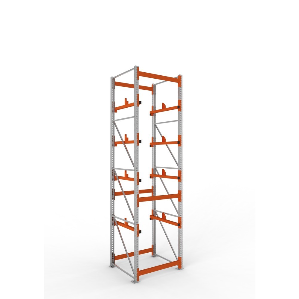 Product afbeelding: Kabeltrommelstelling META MULTIPAL type 1, basiselement, hxbxd 4.400 x 1.100 x 1.100 mm, verzinkt, RAL 2001 roodoranje, met 4 trommelbevestigingen, zonder assen, met kabeltrommelsteunen