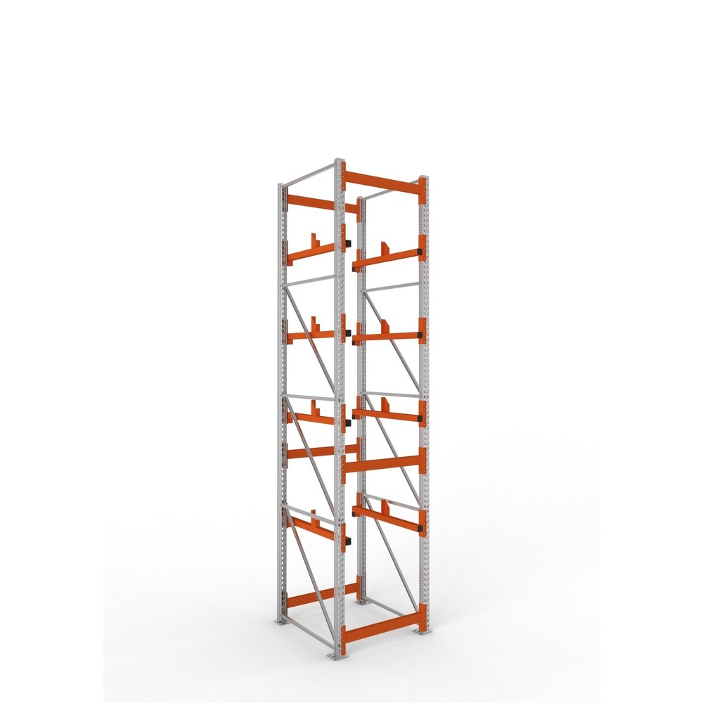 Productafbeelding nr. 1: Kabeltrommelstelling META MULTIPAL type 1, basiselement, hxbxd 4.400 x 900 x 1.100 mm, verzinkt, RAL 2001 roodoranje, met 4 trommelbevestigingen, zonder assen, met kabeltrommelsteunen
