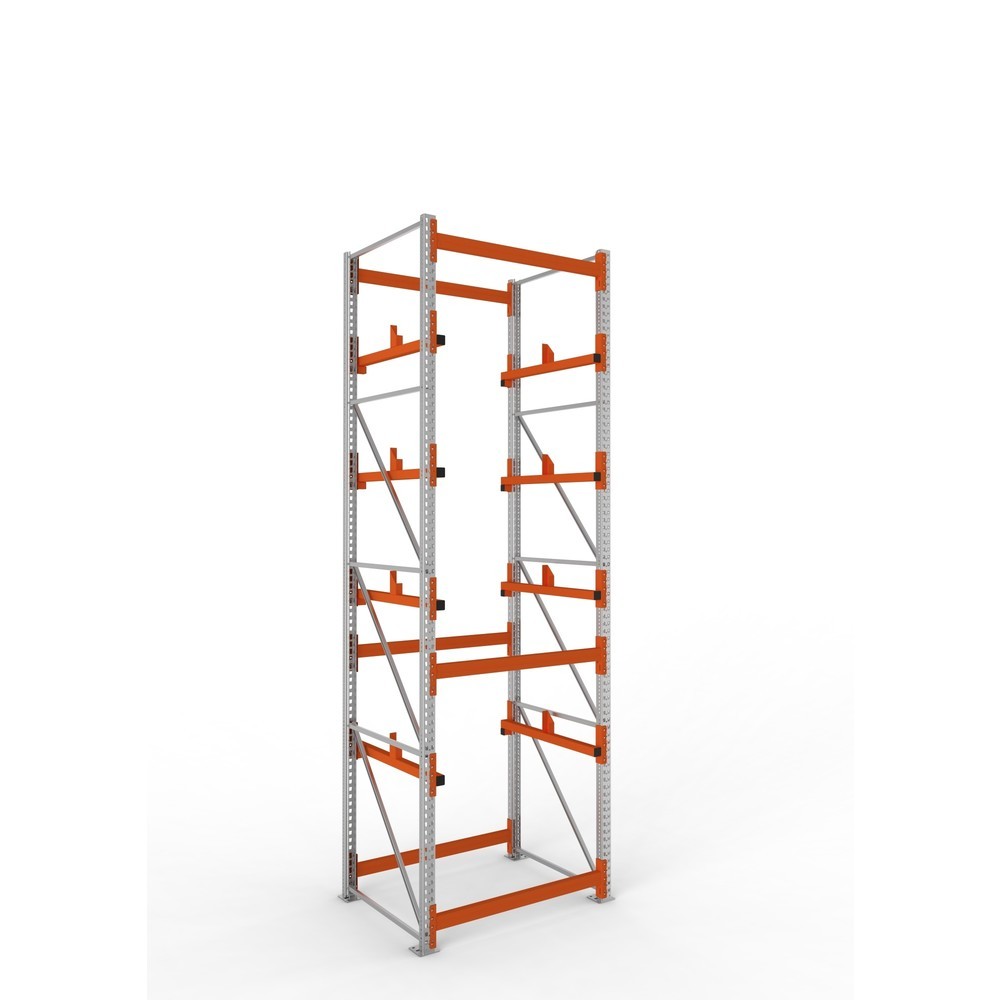 Product afbeelding: Kabeltrommelstelling META MULTIPAL type 1, basiselement, hxbxd 4.400 x 1.300 x 1.100 mm, verzinkt, RAL 2001 roodoranje, met 4 trommelbevestigingen, zonder assen, met kabeltrommelsteunen