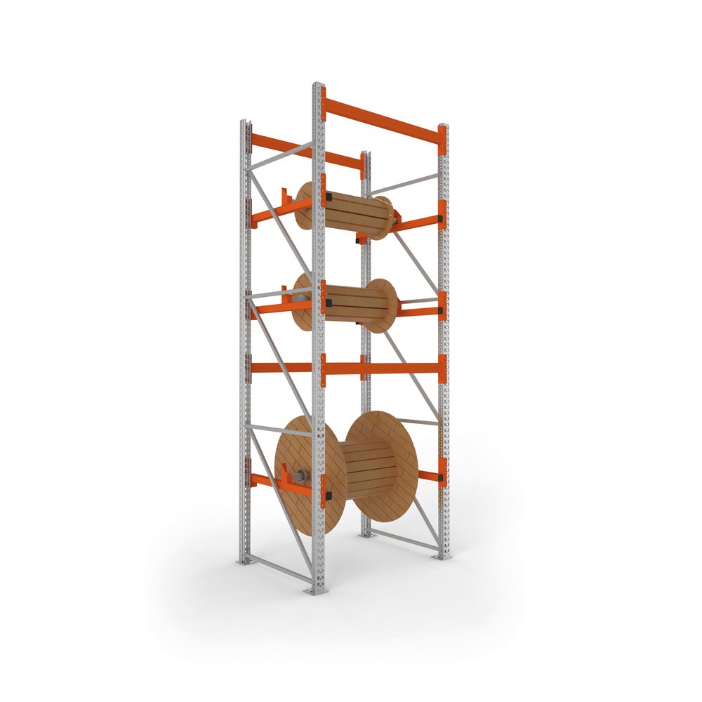 Productafbeelding nr. 5: Kabeltrommelstelling META MULTIPAL type 1, aanbouwelement, hxbxd 3.800 x 900 x 1.100 mm, verzinkt, RAL 2001 roodoranje, met 2 trommelbevestigingen, zonder assen, met kabeltrommelsteunen