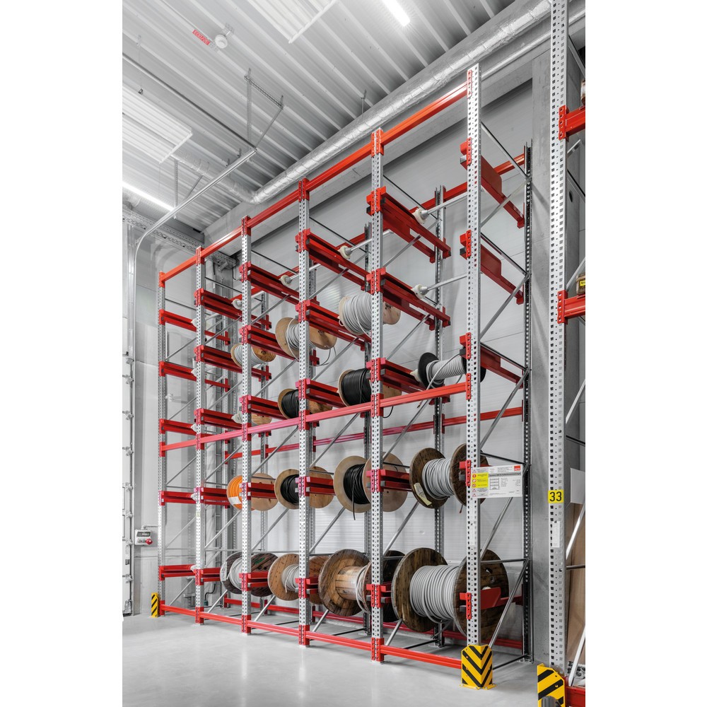 Productafbeelding nr. 6: Kabeltrommelstelling META MULTIPAL type 1, aanbouwelement, hxbxd 4.400 x 1.100 x 1.100 mm, verzinkt, RAL 2001 roodoranje, met 4 trommelbevestigingen, zonder assen, met kabeltrommelsteunen