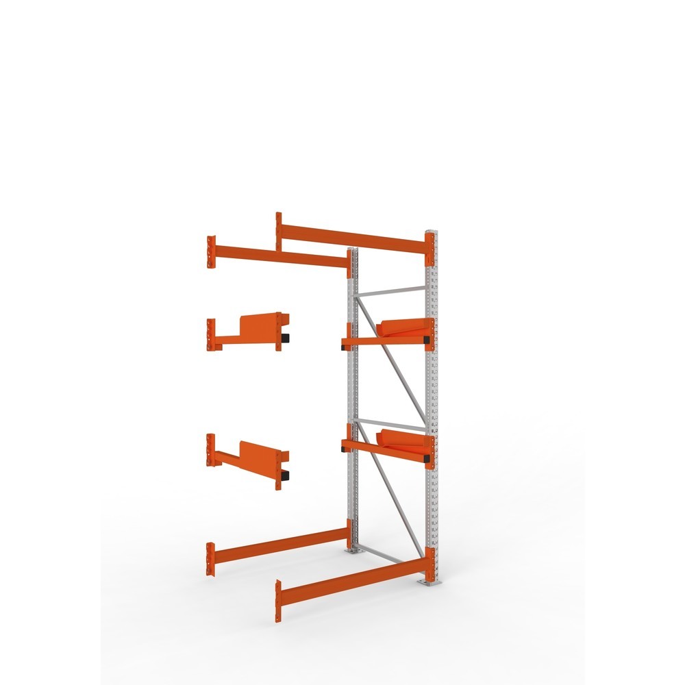 Product afbeelding: Kabeltrommelstelling META MULTIPAL type 2, aanbouwelement, hxbxd 2.700 x 1.300 x 1.100 mm, verzinkt, RAL 2001 roodoranje, met 2 trommelbevestigingen, zonder assen, met kabeltrommelsteunen
