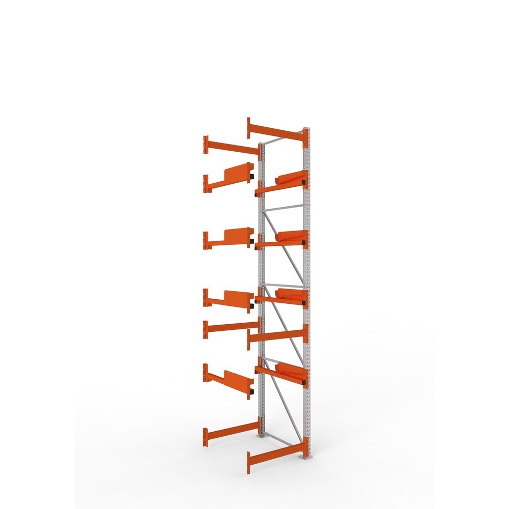 Product afbeelding: Kabeltrommelstelling META MULTIPAL type 2, aanbouwelement, hxbxd 4.400 x 900 x 1.100 mm, verzinkt, RAL 2001 roodoranje, met 4 trommelbevestigingen, zonder assen, met kabeltrommelsteunen
