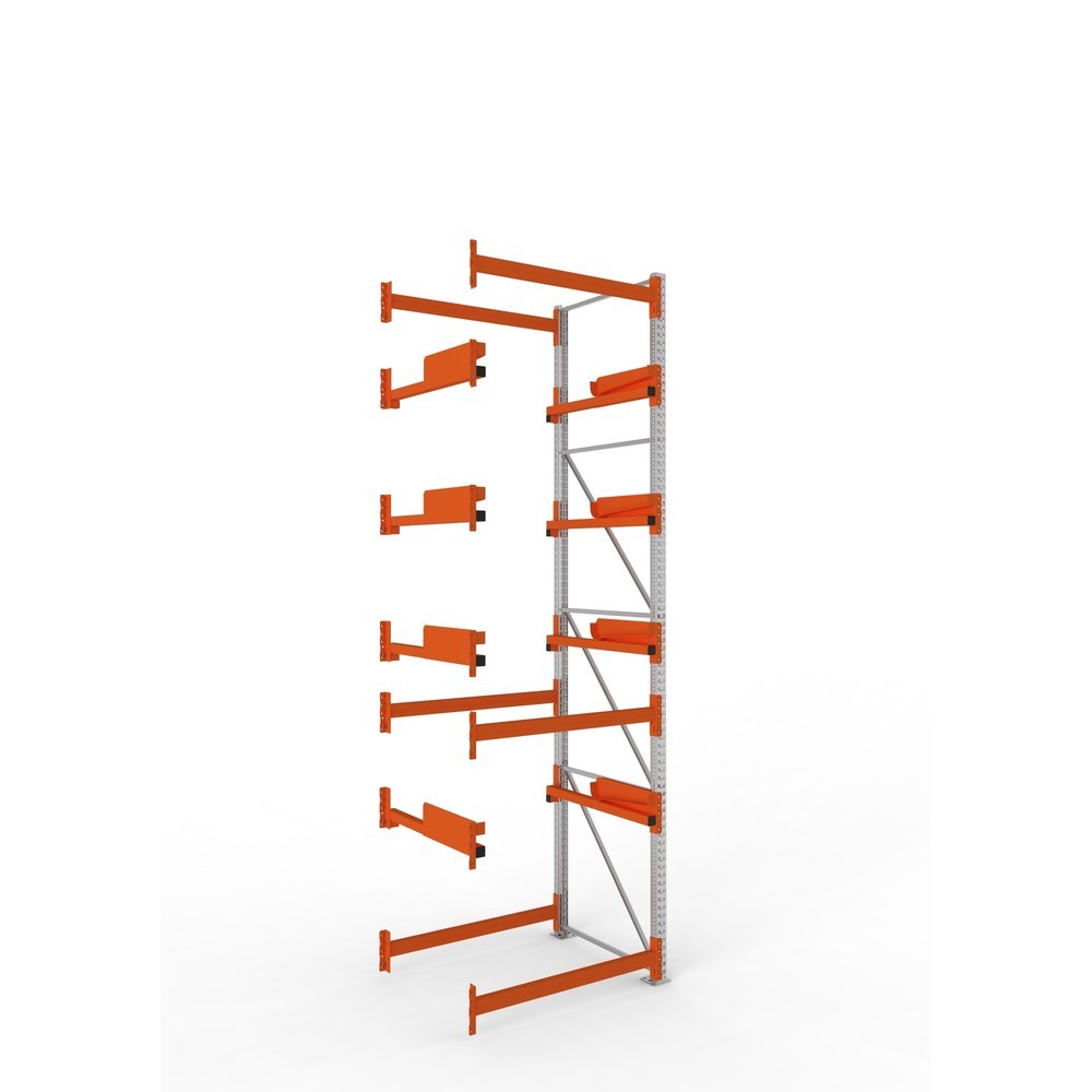 Product afbeelding: Kabeltrommelstelling META MULTIPAL type 2, aanbouwelement, hxbxd 4.400 x 1.300 x 1.100 mm, verzinkt, RAL 2001 roodoranje, met 4 trommelbevestigingen, zonder assen, met kabeltrommelsteunen