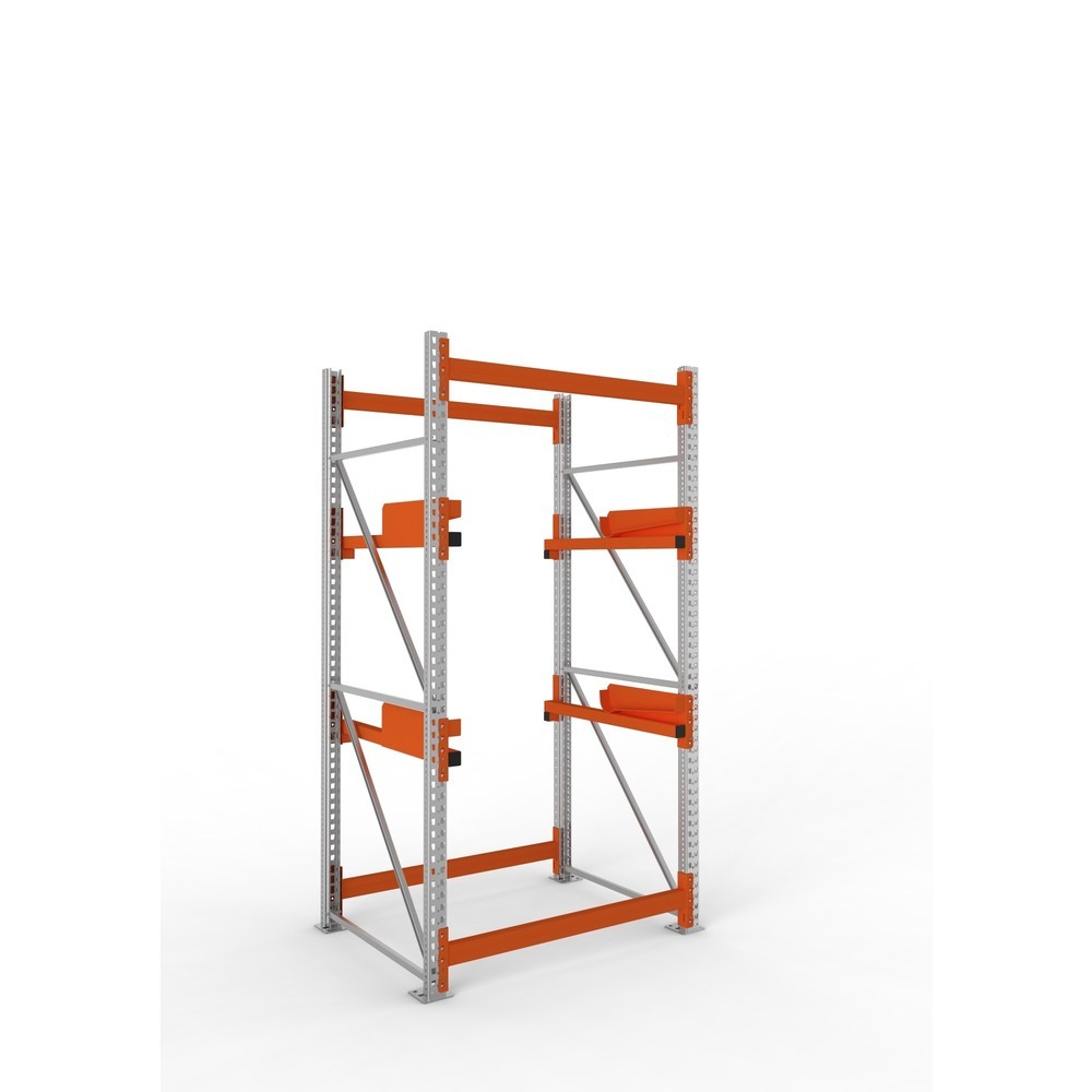 Product afbeelding: Kabeltrommelstelling META MULTIPAL type 2, basiselement, hxbxd 2.700 x 1.300 x 1.100 mm, verzinkt, RAL 2001 roodoranje, met 2 trommelbevestigingen, zonder assen, met kabeltrommelsteunen