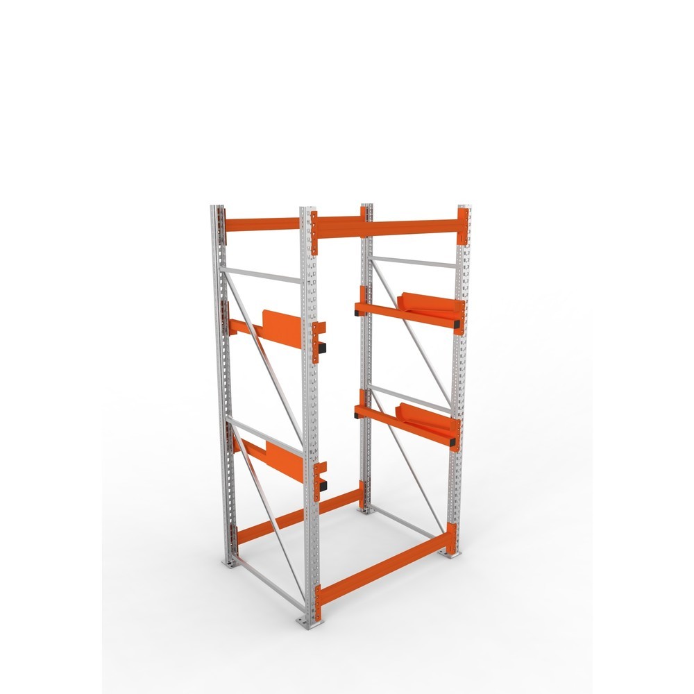 Productafbeelding nr. 2: Kabeltrommelstelling META MULTIPAL type 2, basiselement, hxbxd 2.700 x 1.300 x 1.100 mm, verzinkt, RAL 2001 roodoranje, met 2 trommelbevestigingen, zonder assen, met kabeltrommelsteunen
