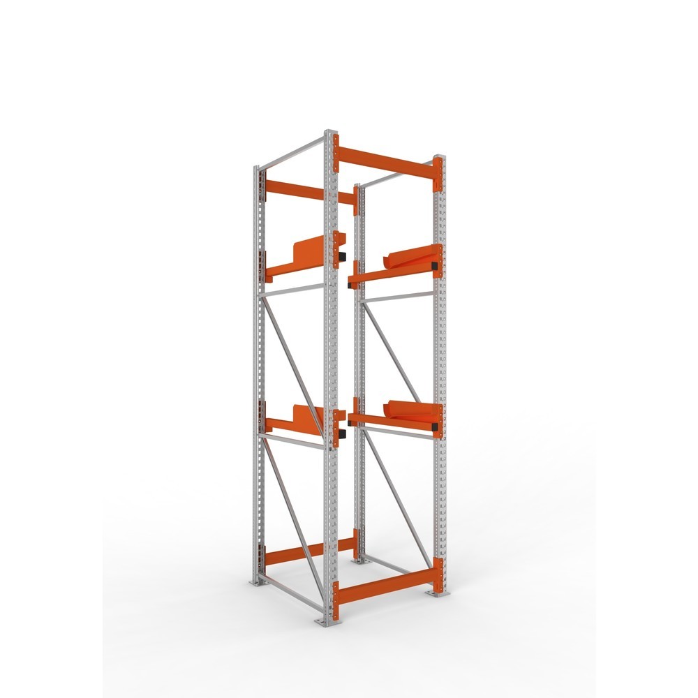 Product afbeelding: Kabeltrommelstelling META MULTIPAL type 2, basiselement, hxbxd 3.300 x 900 x 1.100 mm, verzinkt, RAL 2001 roodoranje, met 2 trommelbevestigingen, zonder assen, met kabeltrommelsteunen