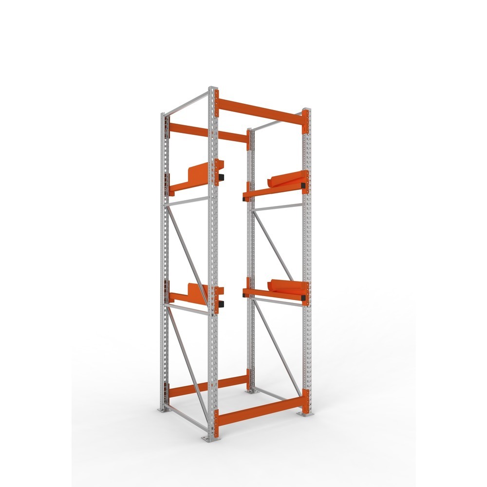 Product afbeelding: Kabeltrommelstelling META MULTIPAL type 2, basiselement, hxbxd 3.300 x 1.100 x 1.100 mm, verzinkt, RAL 2001 roodoranje, met 2 trommelbevestigingen, zonder assen, met kabeltrommelsteunen