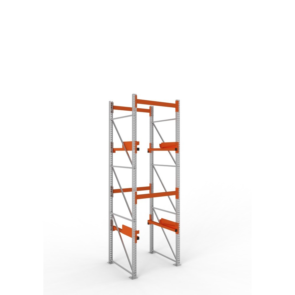 Productafbeelding nr. 1: Kabeltrommelstelling META MULTIPAL type 2, basiselement, hxbxd 3.800 x 1.100 x 1.100 mm, verzinkt, RAL 2001 roodoranje, met 2 trommelbevestigingen, zonder assen, met kabeltrommelsteunen