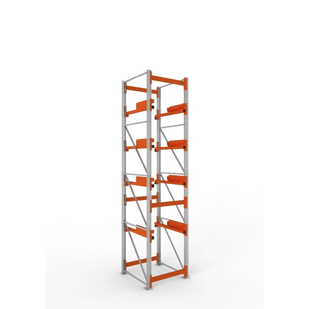 Productafbeelding nr. 1: Kabeltrommelstelling META MULTIPAL type 2, basiselement, hxbxd 4.400 x 900 x 1.100 mm, verzinkt, RAL 2001 roodoranje, met 4 trommelbevestigingen, zonder assen, met kabeltrommelsteunen