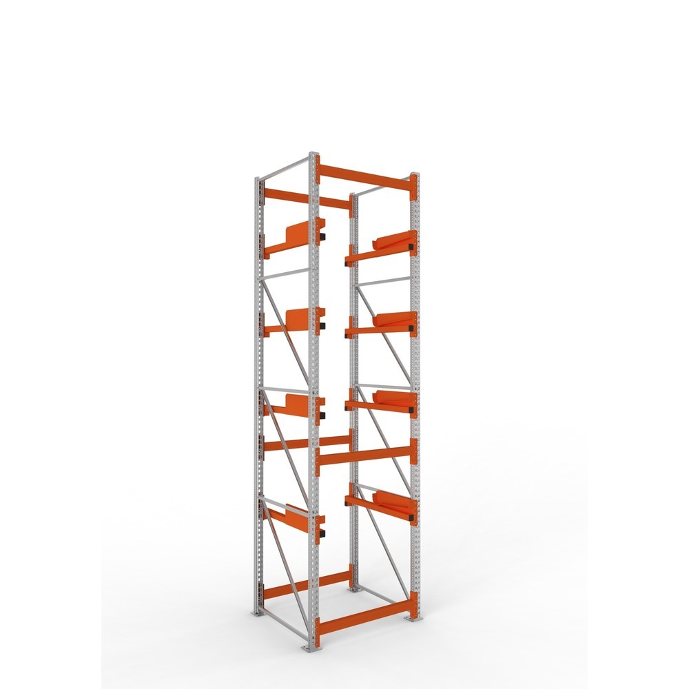 Product afbeelding: Kabeltrommelstelling META MULTIPAL type 2, basiselement, hxbxd 4.400 x 1.100 x 1.100 mm, verzinkt, RAL 2001 roodoranje, met 4 trommelbevestigingen, zonder assen, met kabeltrommelsteunen