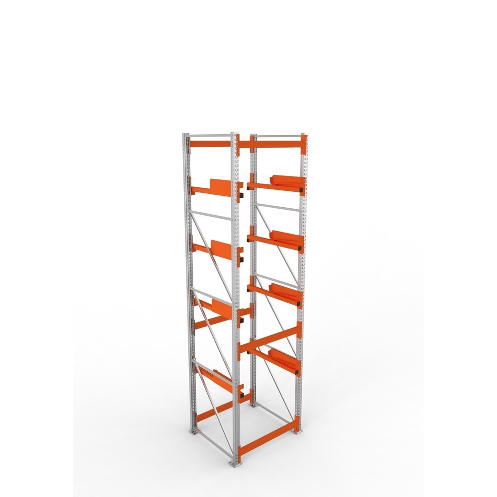 Productafbeelding nr. 2: Kabeltrommelstelling META MULTIPAL type 2, basiselement, hxbxd 4.400 x 1.100 x 1.100 mm, verzinkt, RAL 2001 roodoranje, met 4 trommelbevestigingen, zonder assen, met kabeltrommelsteunen