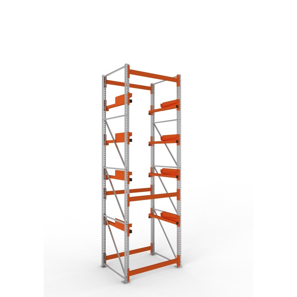 Product afbeelding: Kabeltrommelstelling META MULTIPAL type 2, basiselement, hxbxd 4.400 x 1.300 x 1.100 mm, verzinkt, RAL 2001 roodoranje, met 4 trommelbevestigingen, zonder assen, met kabeltrommelsteunen