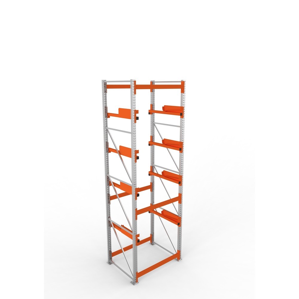 Productafbeelding nr. 2: Kabeltrommelstelling META MULTIPAL type 2, basiselement, hxbxd 4.400 x 1.300 x 1.100 mm, verzinkt, RAL 2001 roodoranje, met 4 trommelbevestigingen, zonder assen, met kabeltrommelsteunen
