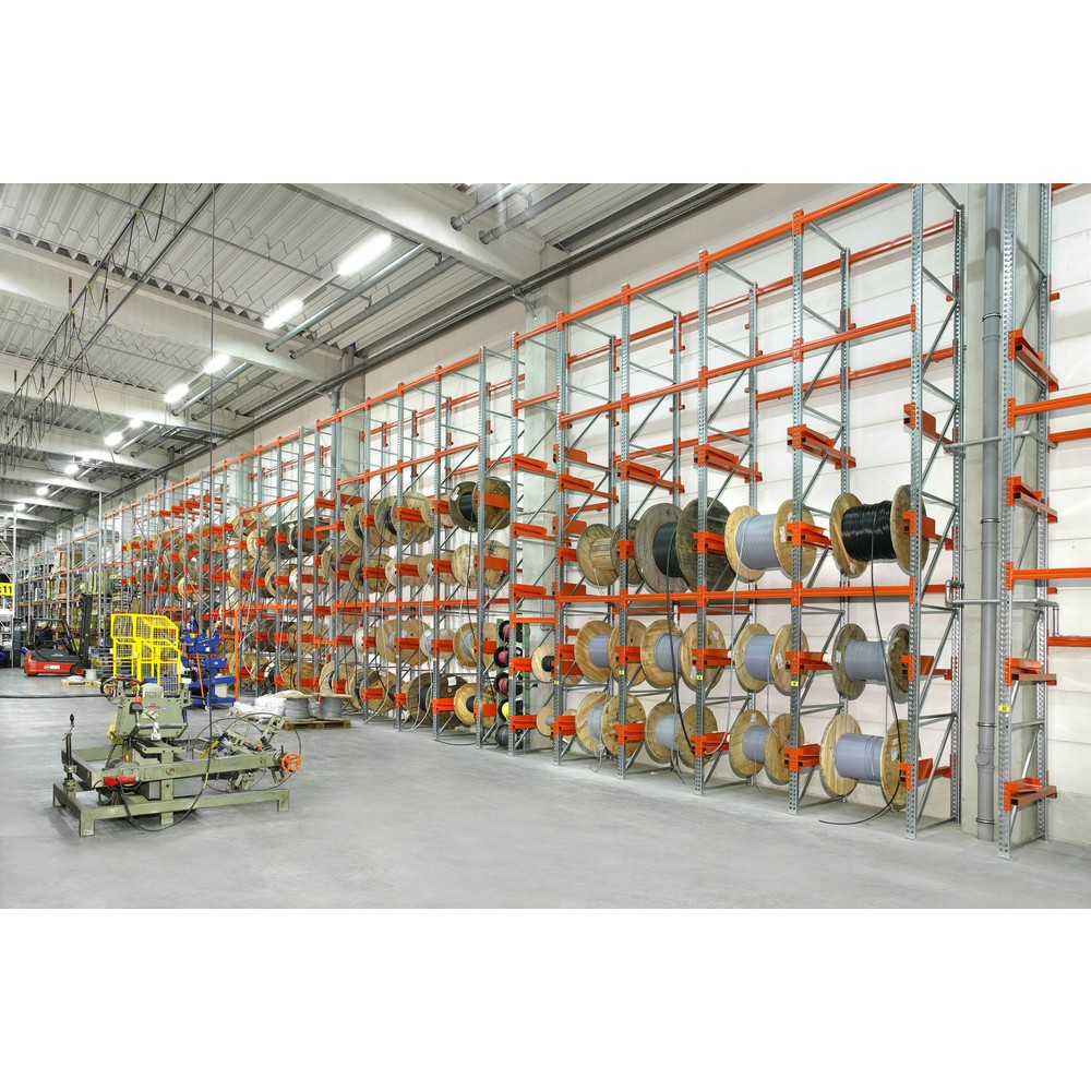 Productafbeelding nr. 5: Kabeltrommelstelling META MULTIPAL type 2, aanbouwelement, hxbxd 3.800 x 1.100 x 1.100 mm, verzinkt, RAL 2001 roodoranje, met 2 trommelbevestigingen, zonder assen, met kabeltrommelsteunen
