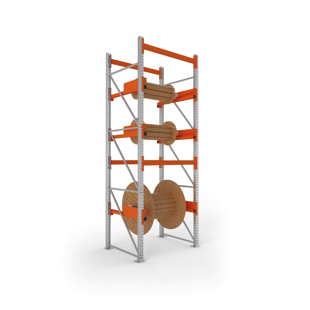 Productafbeelding nr. 6: Kabeltrommelstelling META MULTIPAL type 2, aanbouwelement, hxbxd 3.800 x 1.100 x 1.100 mm, verzinkt, RAL 2001 roodoranje, met 2 trommelbevestigingen, zonder assen, met kabeltrommelsteunen