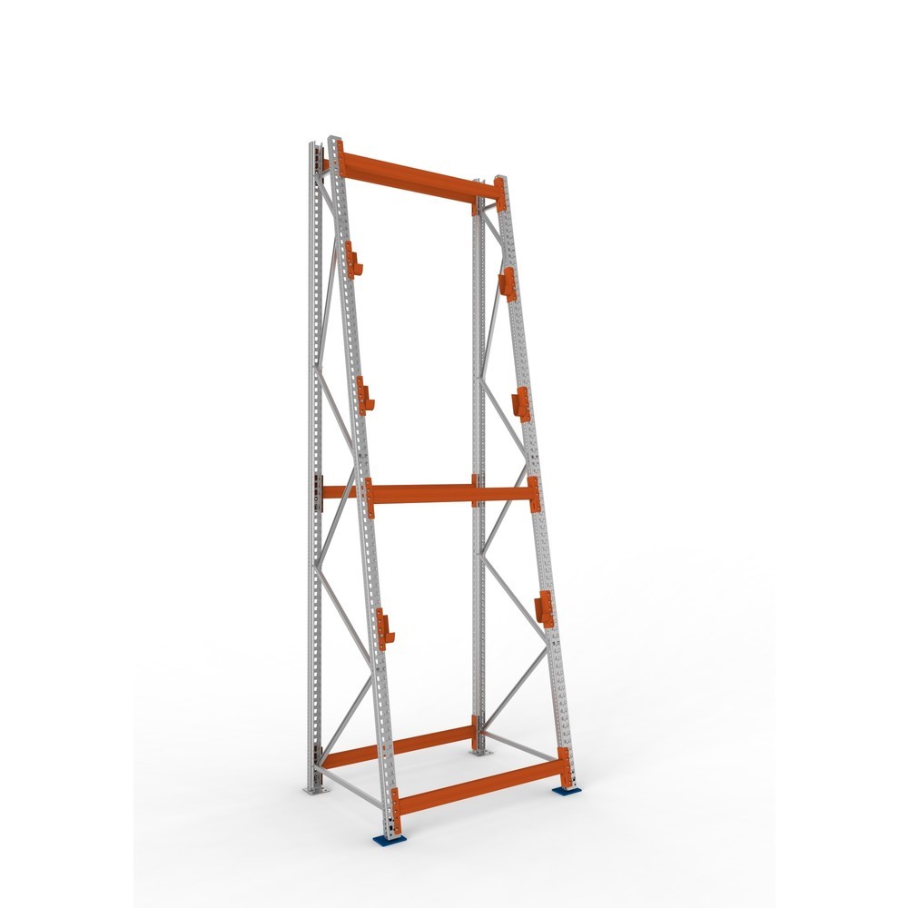 Product afbeelding: Kabeltrommelstelling META MULTIPAL type 3, basiselement, hxbxd 4.400 x 1.300 x 1.100 mm, compleet voor 3 assen, verzinkt, RAL 2001 roodoranje, A-stijlen