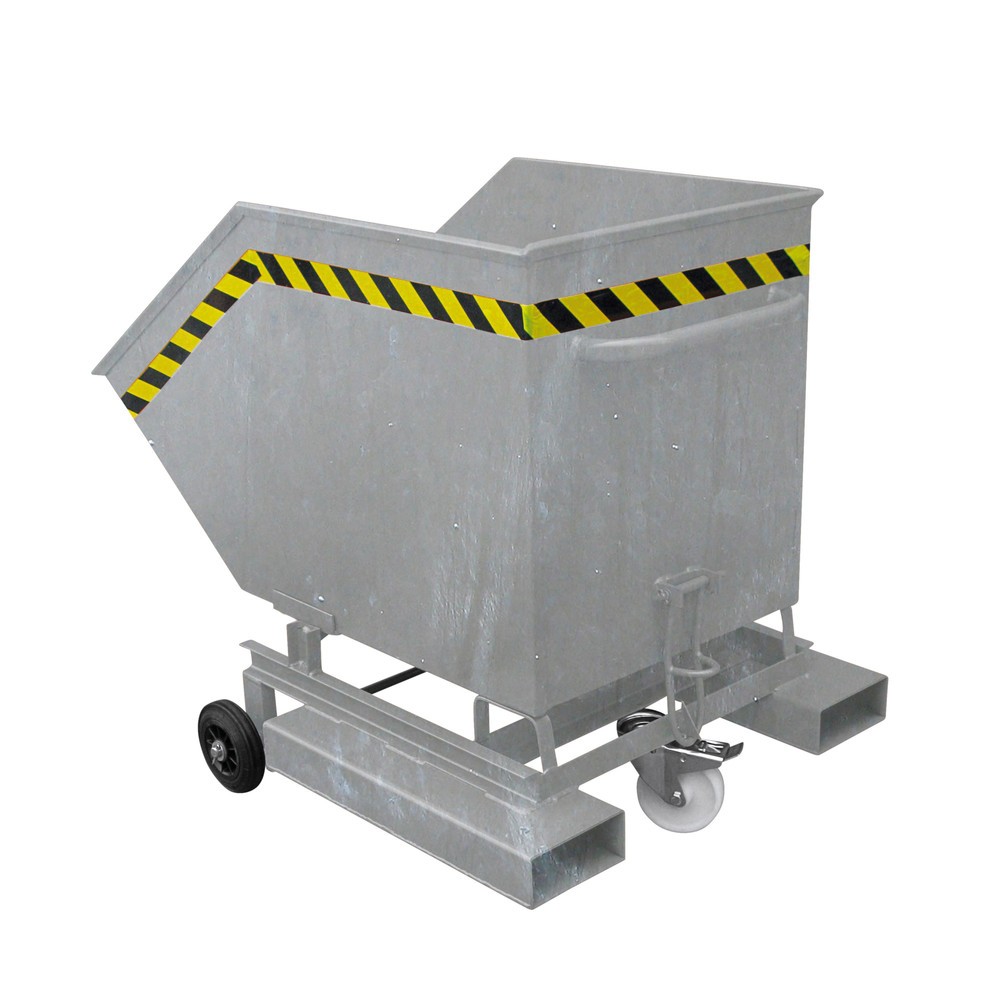 Product afbeelding: kantelklep met opbergvakken en wielen, kantelbaar, volume 0,25 m³, thermisch verzinkt