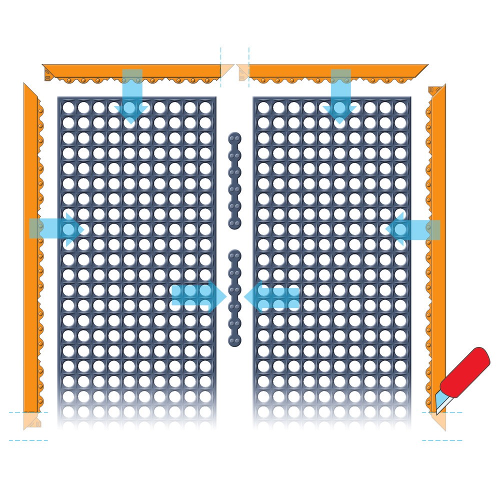 Productafbeelding nr. 2: Kantstrook voor antivermoeidheidsmat van nitrilrubber, mannelijk, bxd 910 x 52 mm, oranje