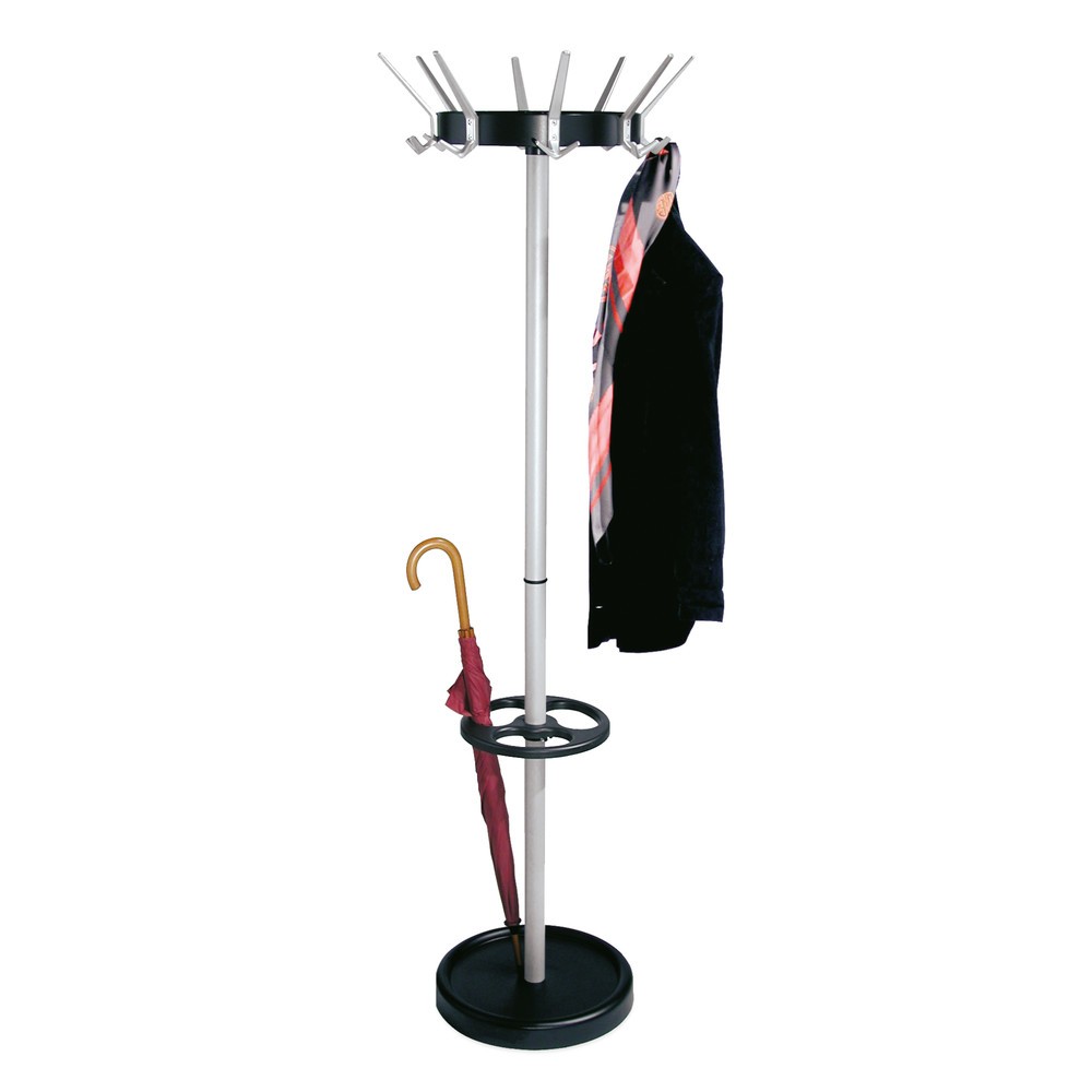 Product afbeelding: Kapstok Classic, 4 resp. 8 haken, zwart/aluzilverkleurig