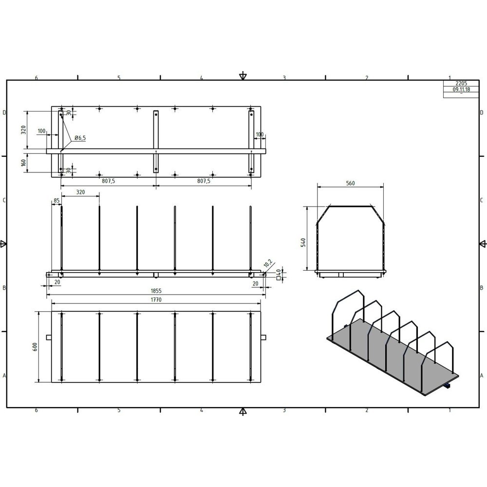 Productafbeelding nr. 2: Kartonnagehouder voor paktafels, voor breedte 2.000 mm