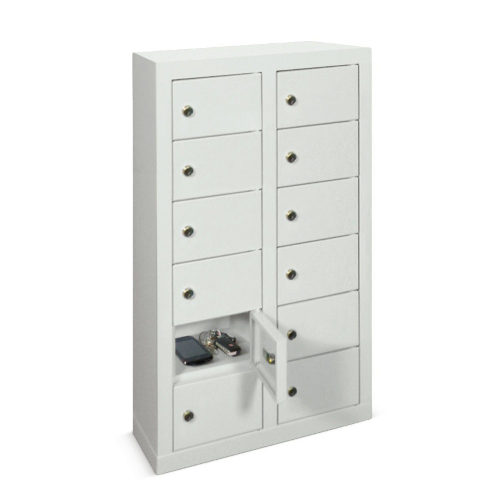 Product afbeelding: Kast met kleine vakken PAVOY, 12 vakken, hxbxd 815 x 460 x 200 mm, met etikethouder, lichtgrijs, lichtgrijs