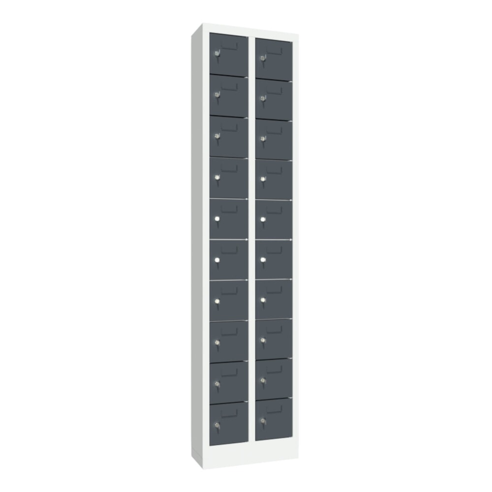 Product afbeelding: Kast met kleine vakken PAVOY, 20 vakken, hxbxd 1.950 x 460 x 200 mm, met etikethouder, antracietgrijs, lichtgrijs