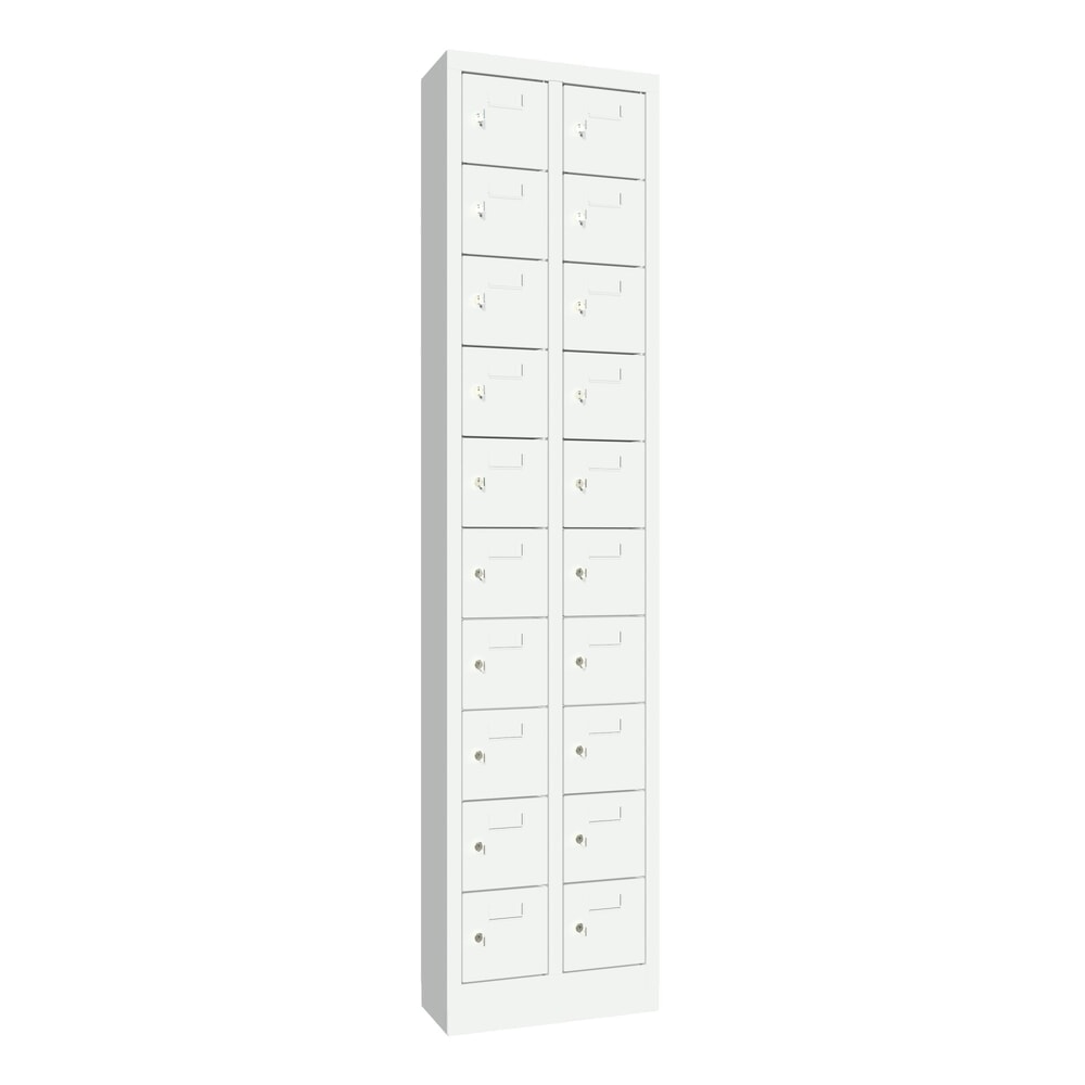 Product afbeelding: Kast met kleine vakken PAVOY, 20 vakken, hxbxd 1.950 x 460 x 200 mm, met etikethouder, lichtgrijs, lichtgrijs