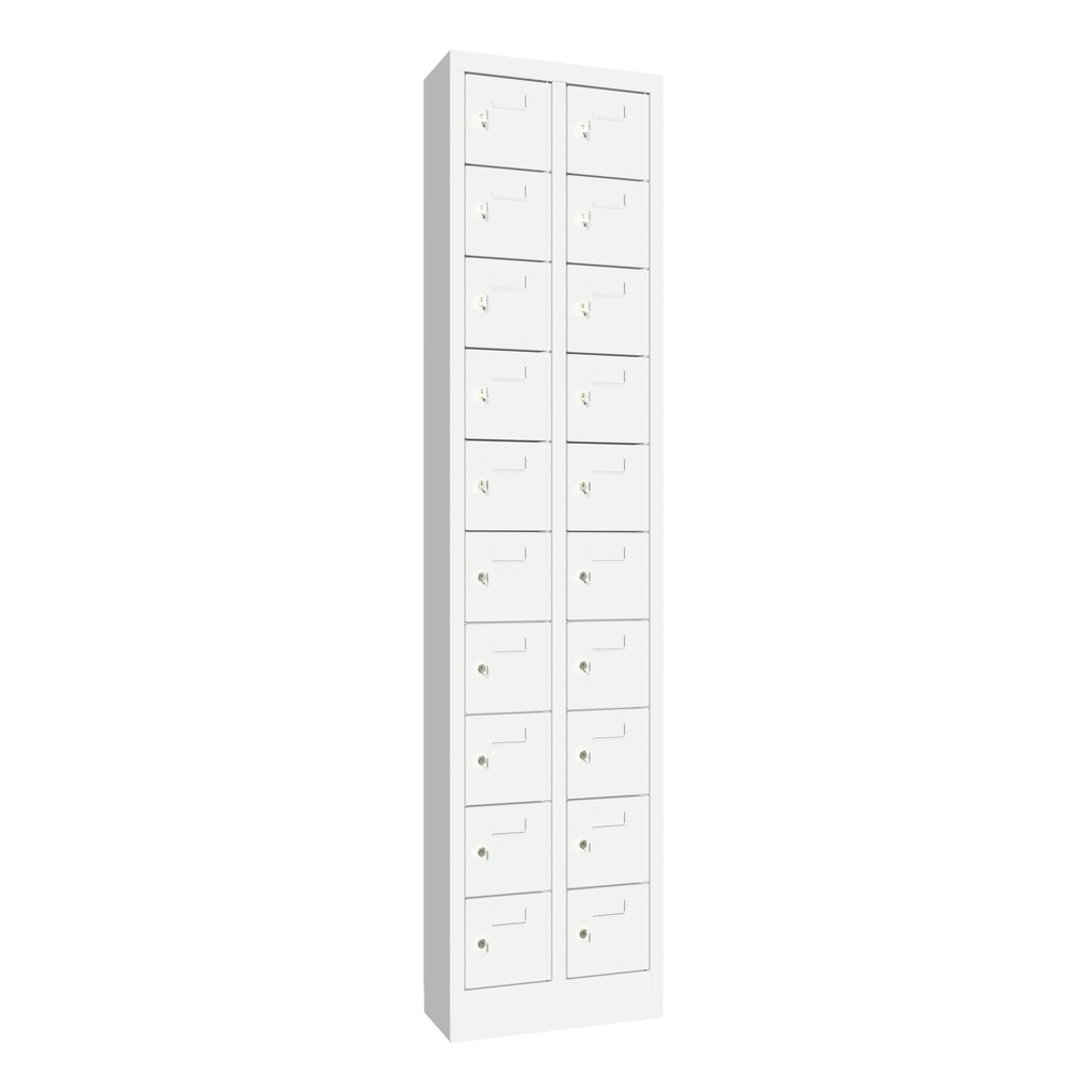 Product afbeelding: Kast met kleine vakken PAVOY, 20 vakken, hxbxd 1.950 x 460 x 200 mm, met etikethouder, lichtgrijs, lichtgrijs