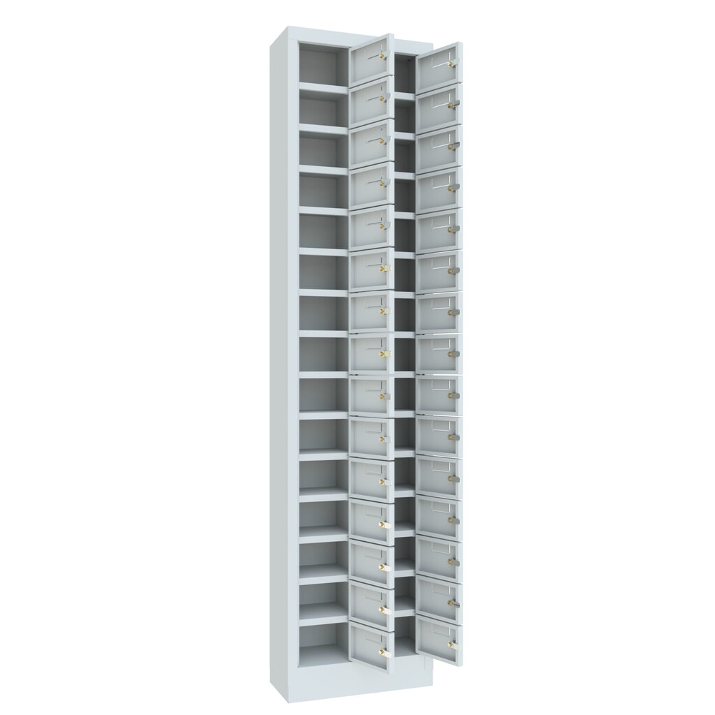 Productafbeelding nr. 6: Kast met kleine vakken PAVOY, 30 vakken, hxbxd 1.950 x 460 x 200 mm, met etikethouder, lichtgrijs, lichtgrijs
