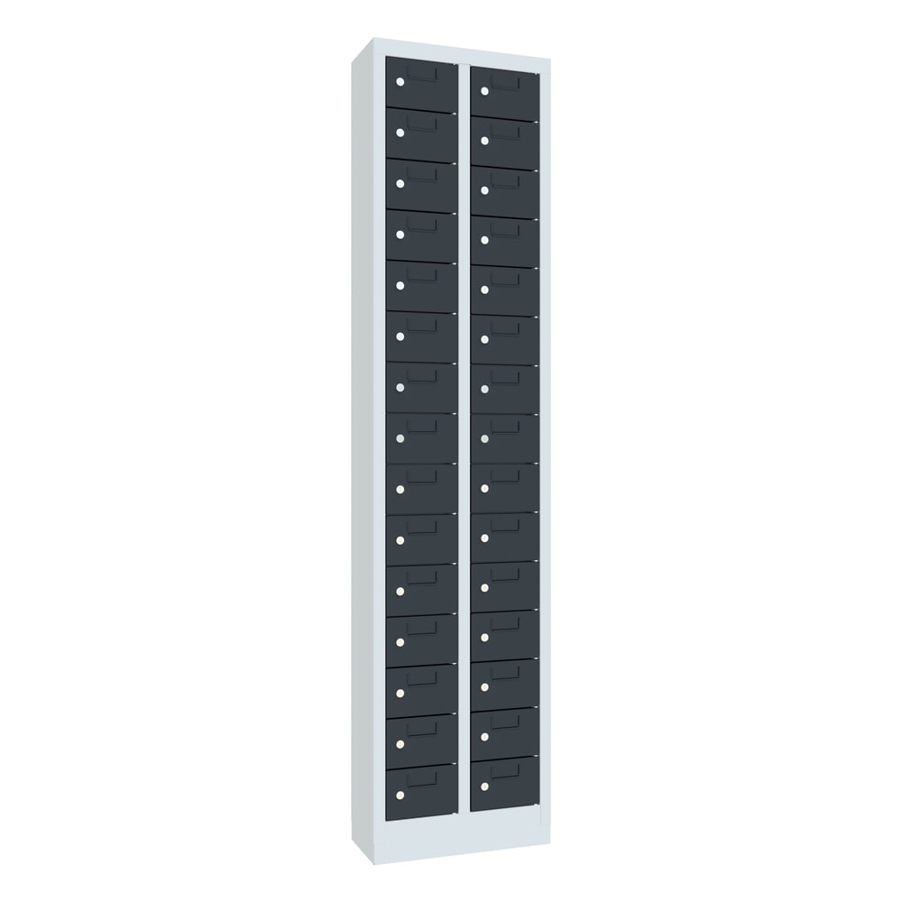 Product afbeelding: Kast met kleine vakken PAVOY, 30 vakken, hxbxd 1.950 x 460 x 200 mm, met etikethouder, antracietgrijs, lichtgrijs