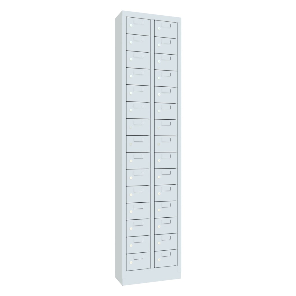 Kast met kleine vakken PAVOY, 30 vakken, hxbxd 1.950 x 460 x 200 mm, met etikethouder, lichtgrijs, lichtgrijs Productafbeelding nr. 1: Kast met kleine vakken PAVOY, 30 vakken, hxbxd 1.950 x 460 x 200 mm, met etikethouder, lichtgrijs, lichtgrijs