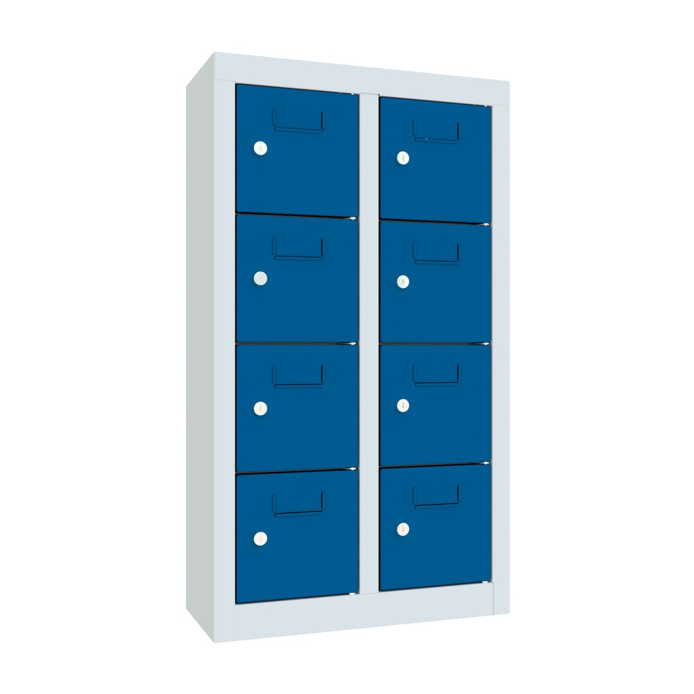 Product afbeelding: Kast met kleine vakken PAVOY, 8 vakken, hxbxd 815 x 460 x 200 mm, met etikethouder, gentiaanblauw, lichtgrijs