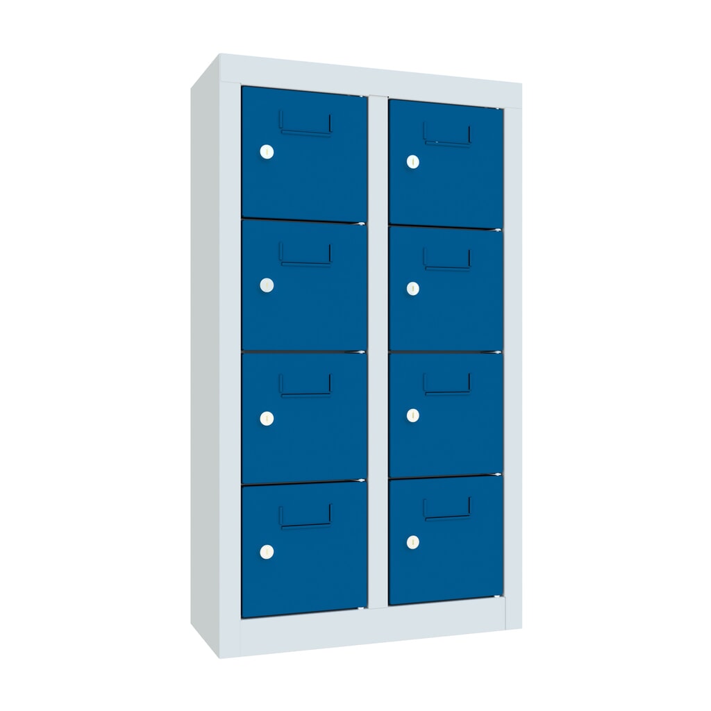 Product afbeelding: Kast met kleine vakken PAVOY, 8 vakken, hxbxd 815 x 460 x 200 mm, met etikethouder, gentiaanblauw, lichtgrijs