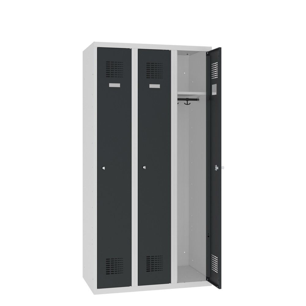 Product afbeelding: Kast Steinbock®, op de vloer staand, 3 compartimenten, draaivergrendeling, hxbxd 1.800 x 900 x 500 mm, lichtgrijs / antracietgrijs