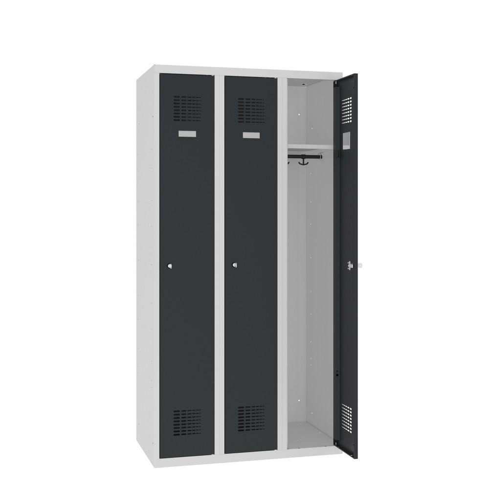 Productafbeelding nr. 1: Kast Steinbock®, op de vloer staand, 3 compartimenten, cilinderslot, hxbxd 1.800 x 900 x 500 mm, lichtgrijs / antracietgrijs