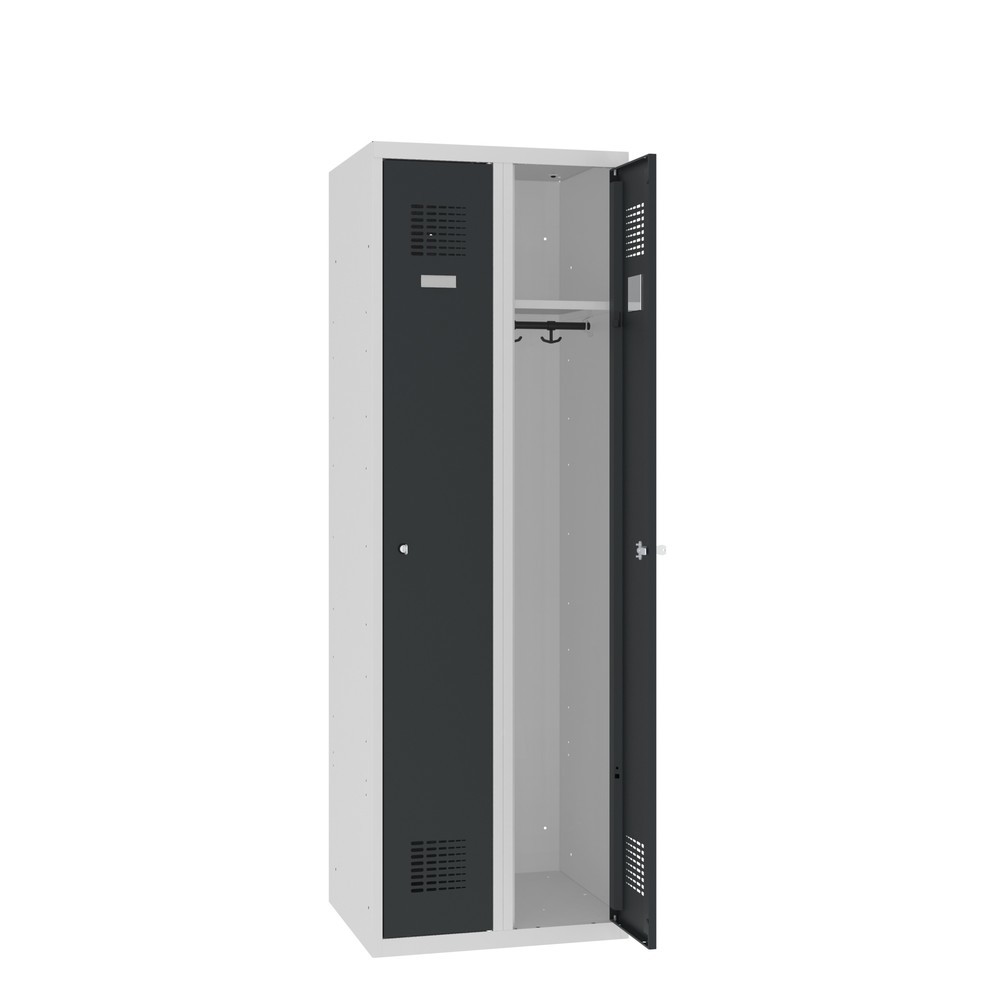 Product afbeelding: Kast Steinbock®, op de vloer staand, 2 compartimenten, cilinderslot, hxbxd 1.800 x 600 x 500 mm, lichtgrijs / antracietgrijs