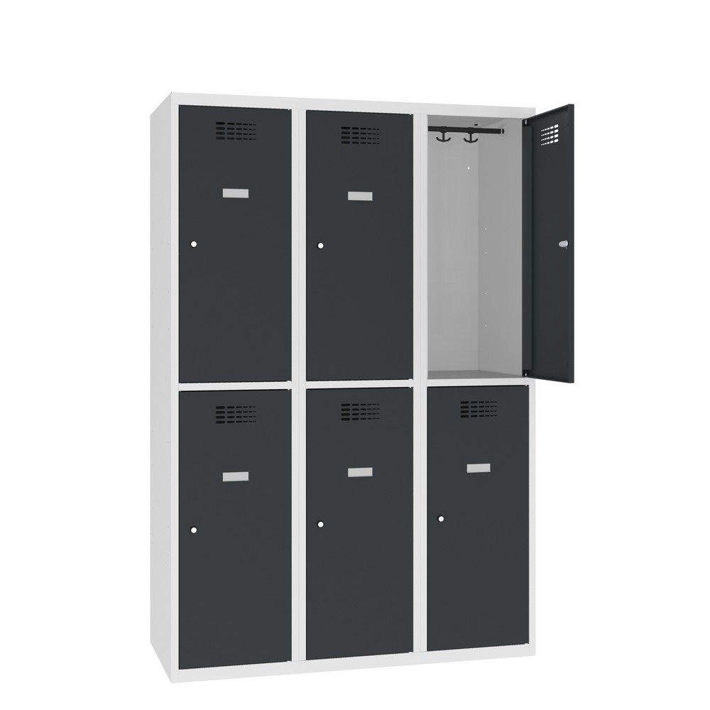 Product afbeelding: Kast Steinbock®, op de vloer staand, 2 etages, 6 vakken, draaivergrendeling, hxbxd 1.800 x 1200 x 500 mm, lichtgrijs / antracietgrijs