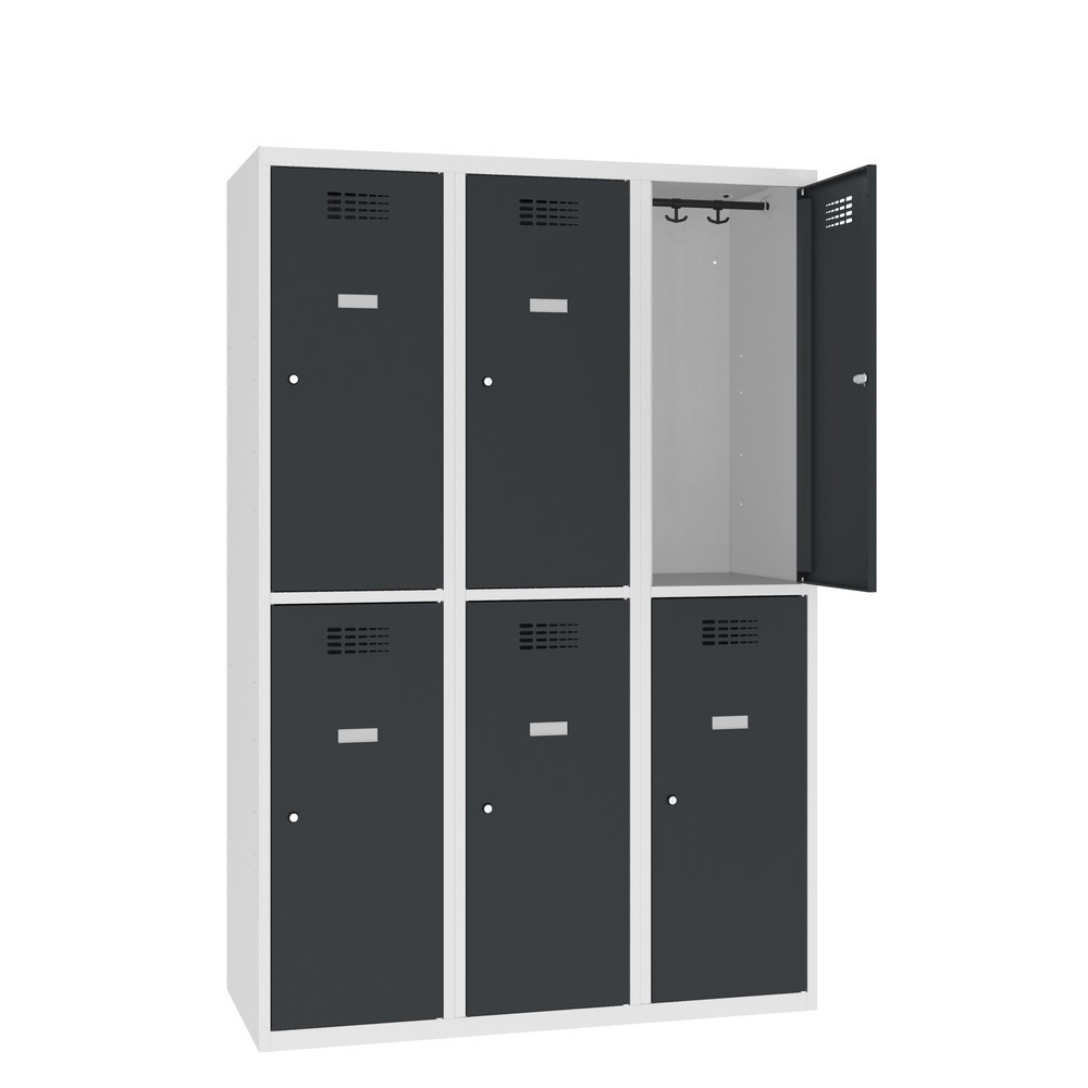 Product afbeelding: Kast Steinbock®, op de vloer staand, 2 etages, 6 vakken, cilinderslot, hxbxd 1.800 x 1200 x 500 mm, lichtgrijs / antracietgrijs