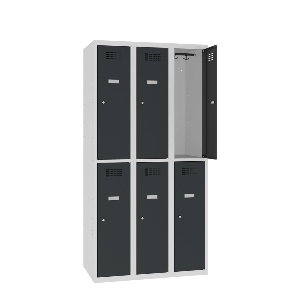 Productafbeelding nr. 1: Kast Steinbock®, op de vloer staand, 2 etages, 6 vakken, draaivergrendeling, hxbxd 1.800 x 900 x 500 mm, lichtgrijs / antracietgrijs