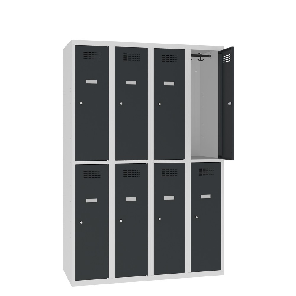 Product afbeelding: Kast Steinbock®, op de vloer staand, 2 etages, 8 vakken, cilinderslot, hxbxd 1.800 x 1.200 x 500 mm, lichtgrijs / antracietgrijs
