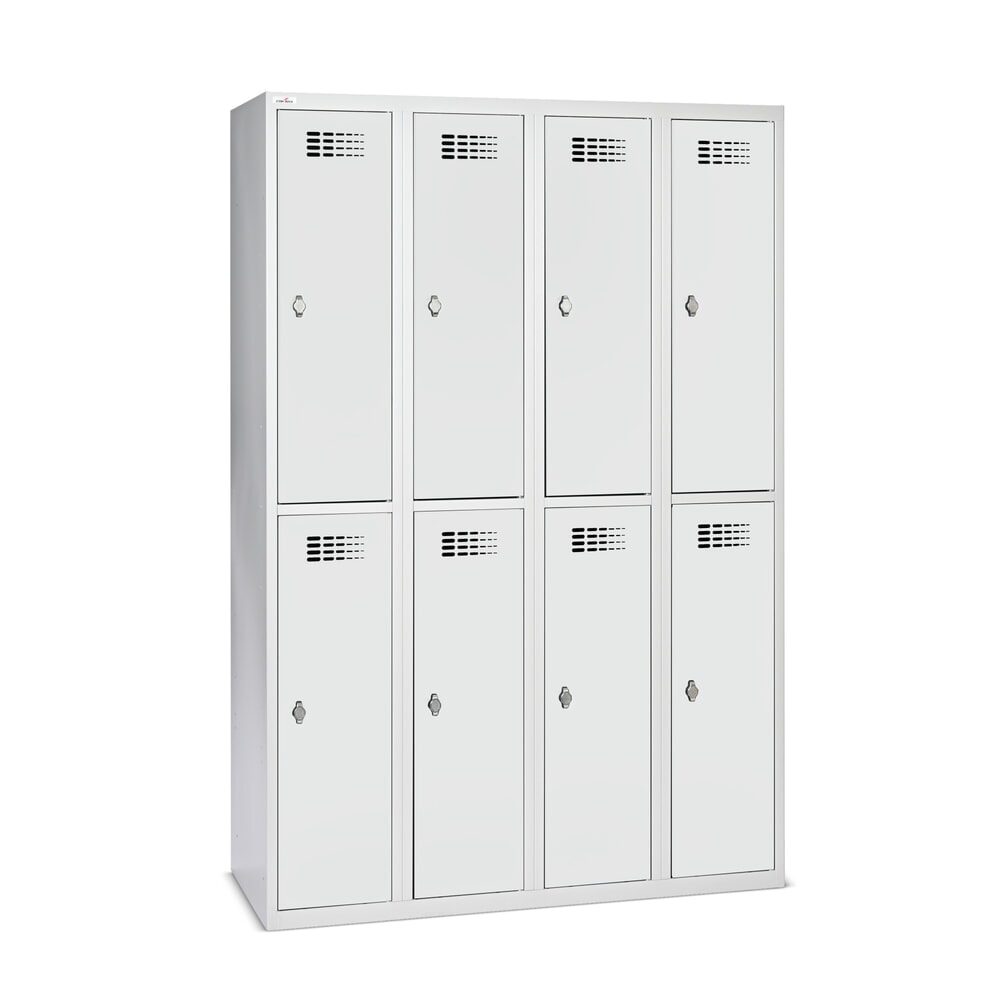 Product afbeelding: Kast Steinbock®, op de vloer staand, 2 etages, 8 vakken, draaivergrendeling, hxbxd 1.800 x 1.200 x 500 mm, lichtgrijs / lichtgrijs