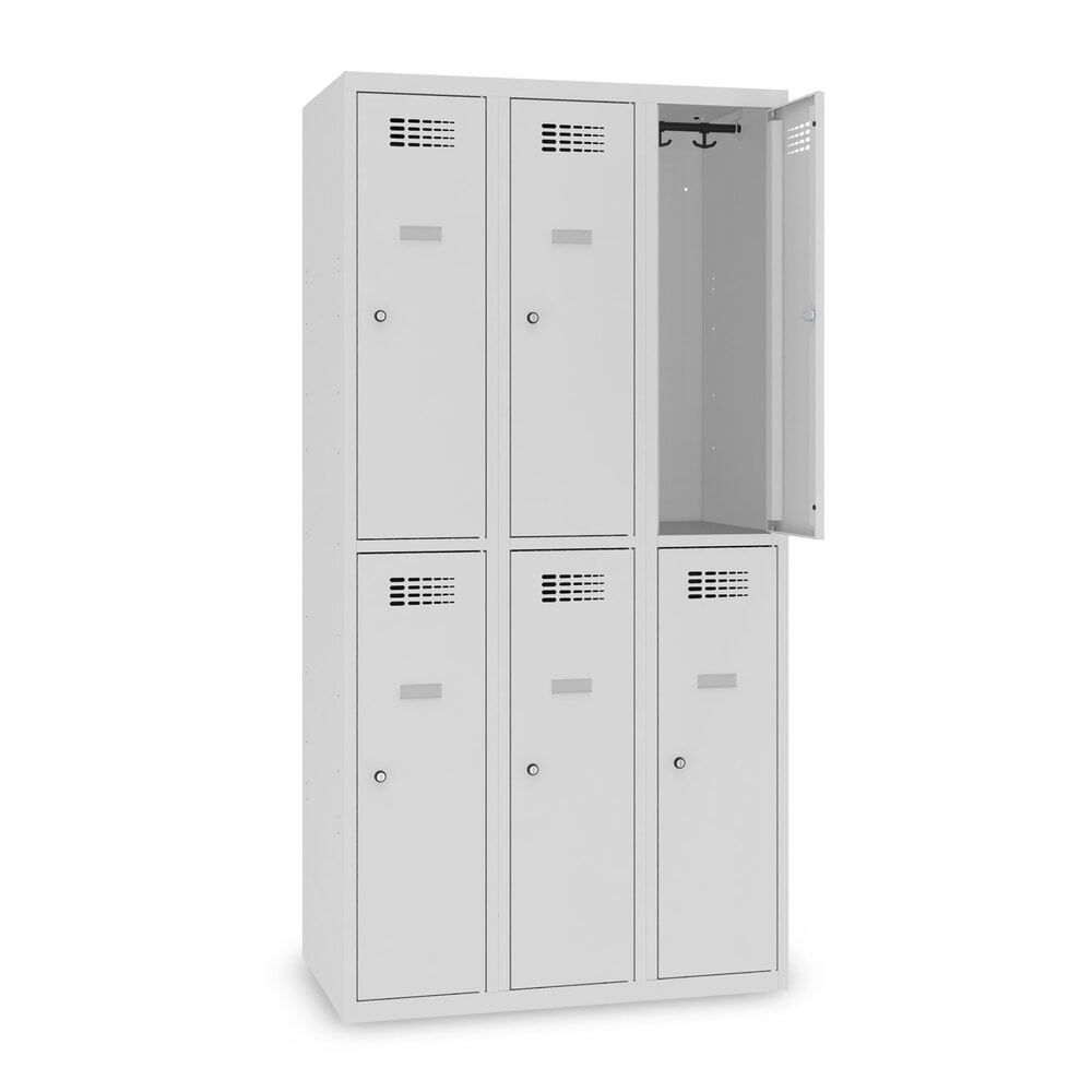Product afbeelding: Kast Steinbock®, op de vloer staand, 2 etages, 6 vakken, cilinderslot, hxbxd 1.800 x 900 x 500 mm, lichtgrijs / lichtgrijs