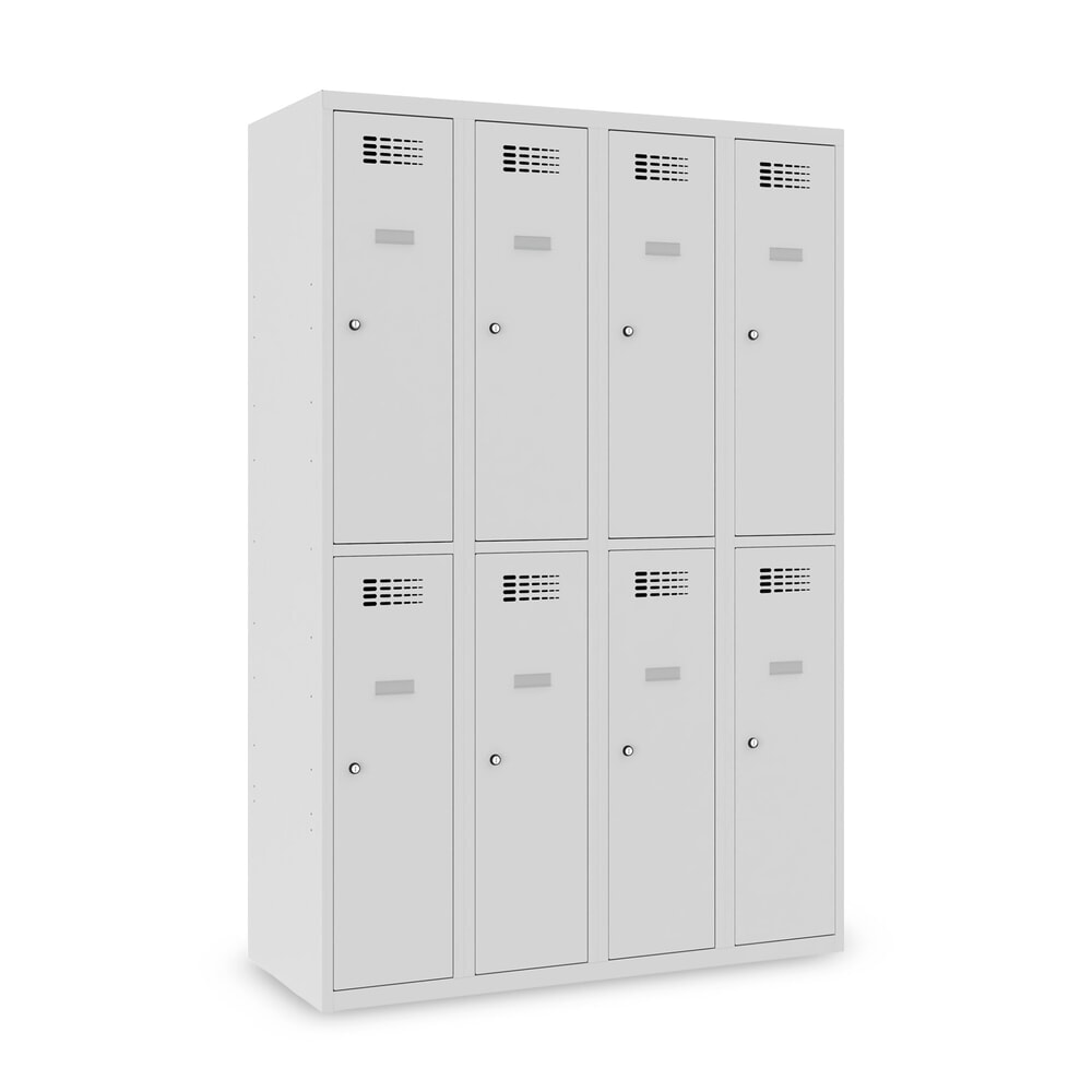 Product afbeelding: Kast Steinbock®, op de vloer staand, 2 etages, 8 vakken, cilinderslot, hxbxd 1.800 x 1.200 x 500 mm, lichtgrijs / lichtgrijs